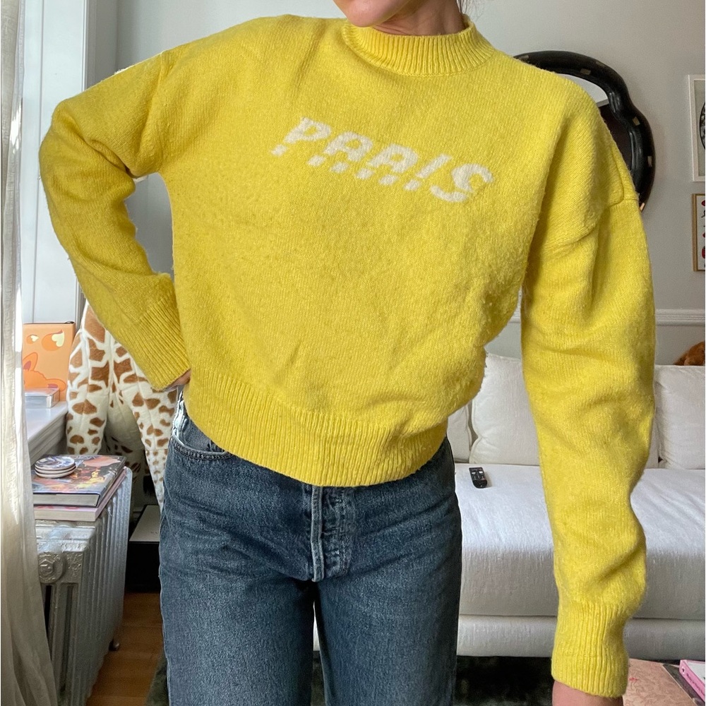 & Other Stories yellow “Paris” mock neck sweater